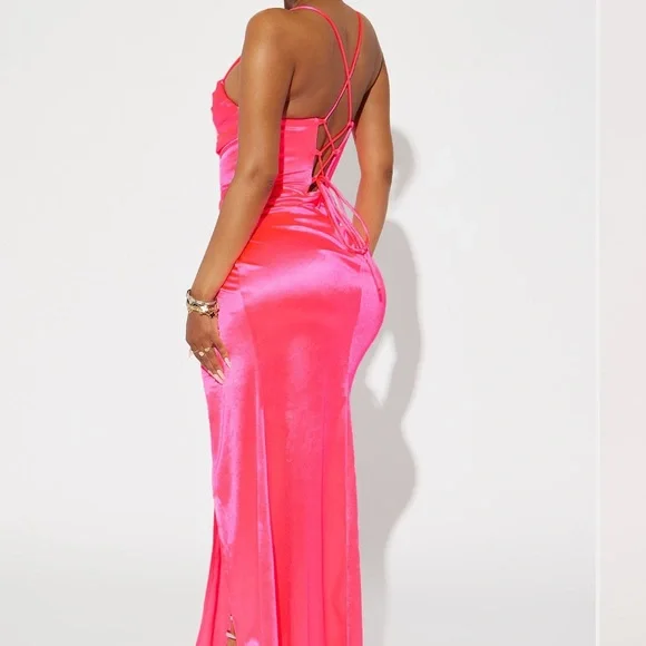 Vibrant Pink Satin Maxi Skirt - Picture 5 of 5